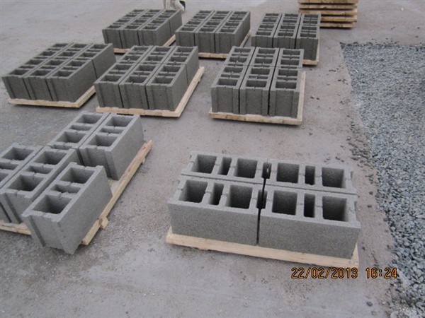 hollow concrete blocks over the pallet